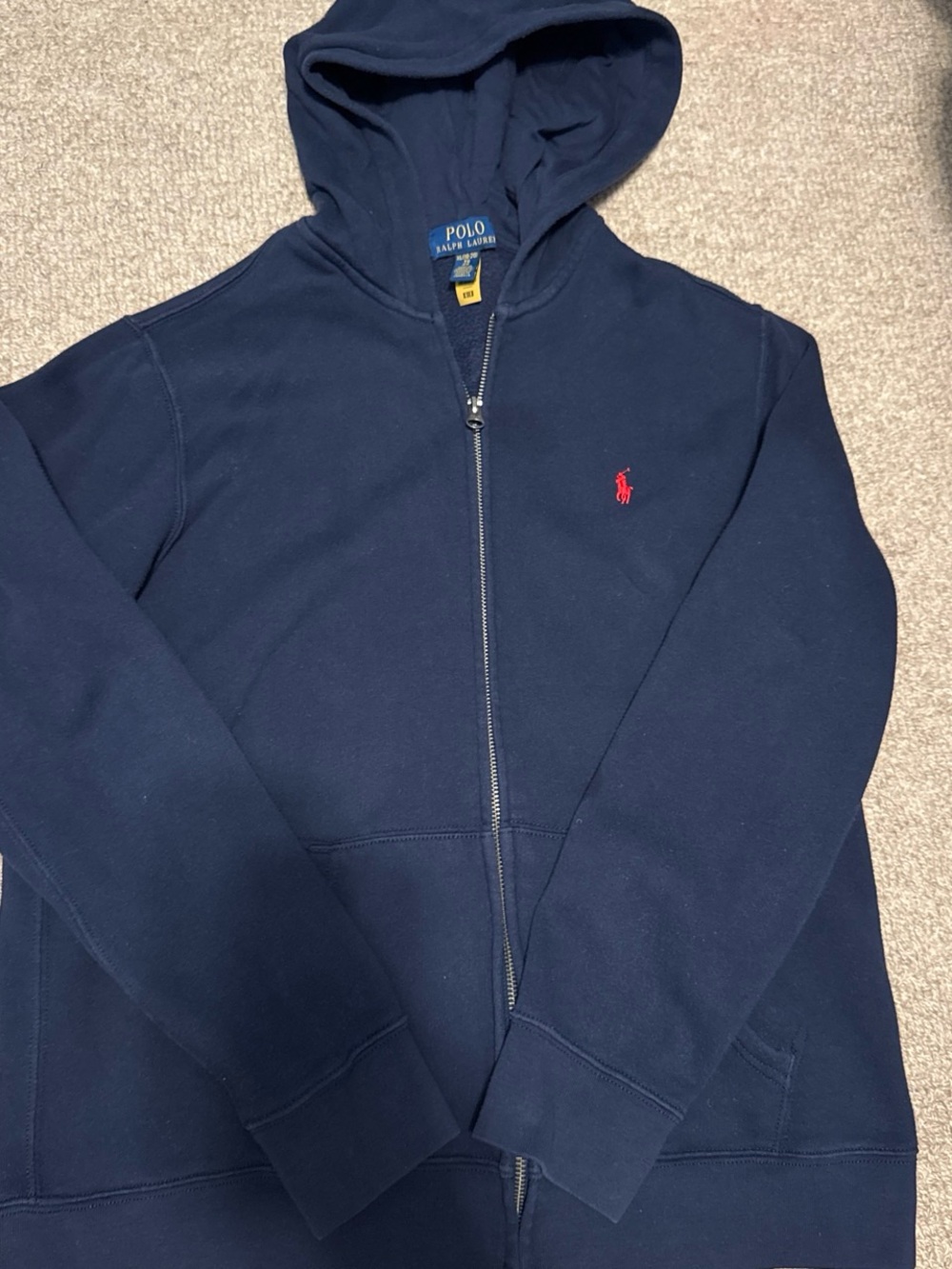 Polo by Ralph Lauren Navy Zip-Up Hoodie with Red Pony